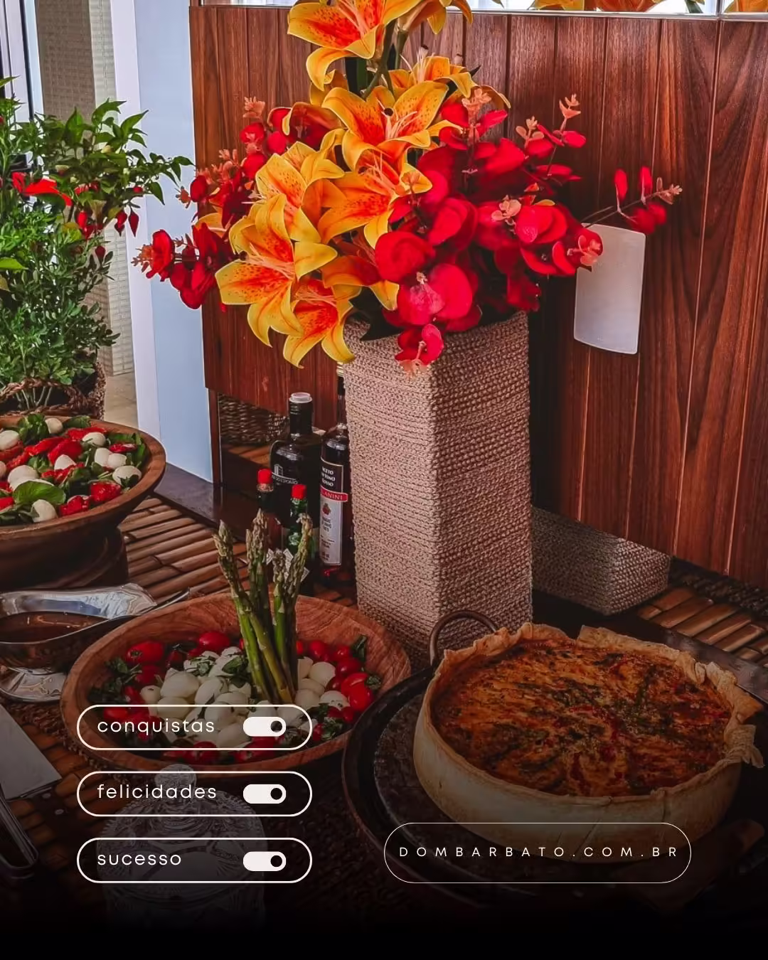 Foto da mesa do buffet com acompanhamentos para Churrasco