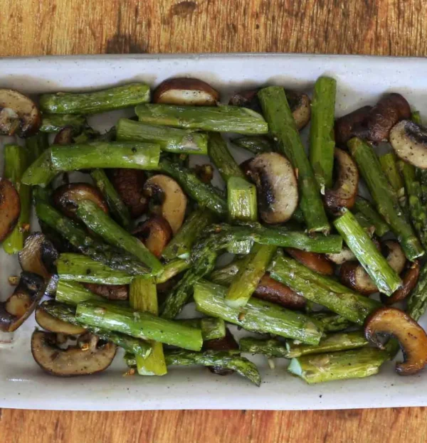 Garlic Roasted Asparagus And Mushrooms